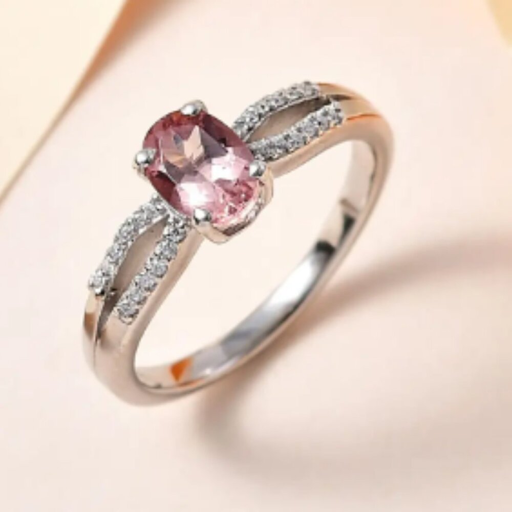 Blush Apatite and Moissanite Ring - Picture 3 of 4